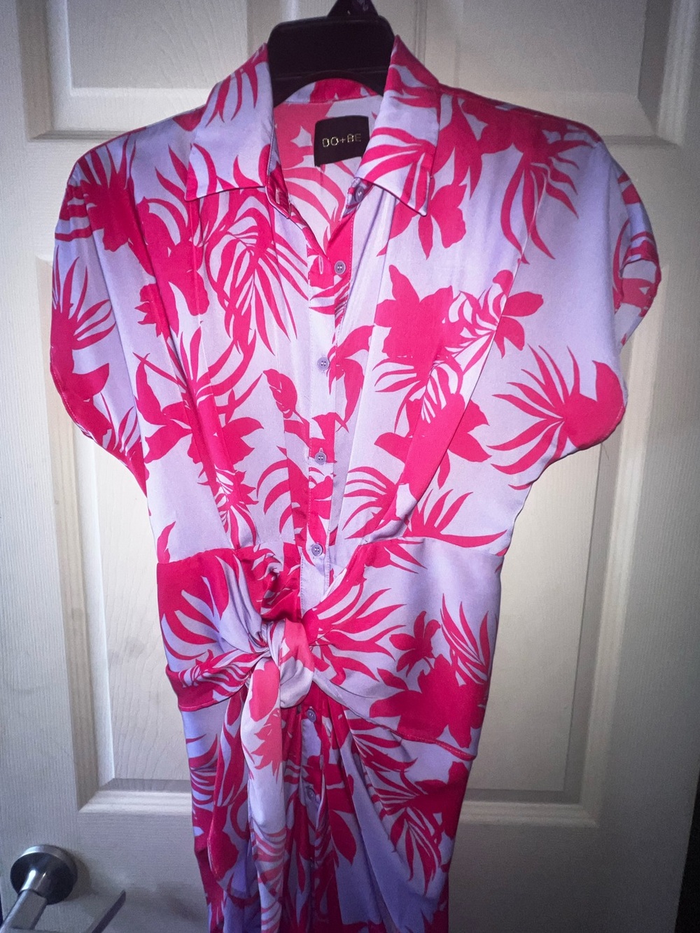 DO+BE Pink Floral Tie-Front Button Down Dress Size Medium